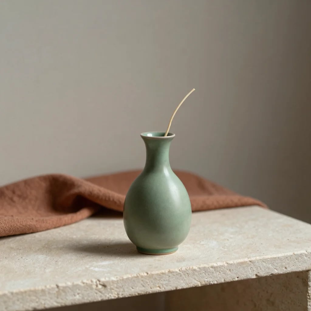 Moss Ceramic Bud Vase